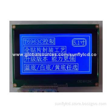 4.7 inches, 240 x 128 T6963c Graphic LCD Module, White on Blue Color, Parallel Interface